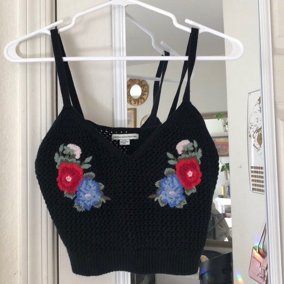 Medium American eagle crochet black crop tank top - Picture 1 of 4